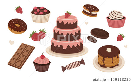 Chocolate desserts and strawberry themed sweet treats collection Chocolate desserts and strawberry themed sweet treats collection 139118230