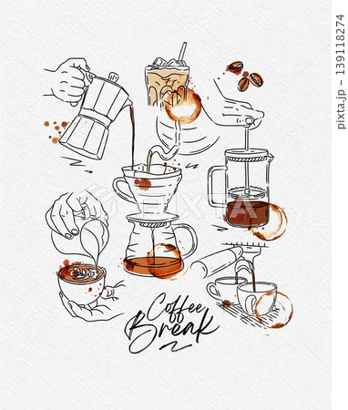 Coffee break poster grey 139118274