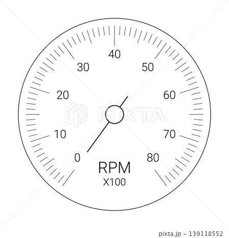 Tachometer vector dial with RPM scale and needle Tachometer vector dial with RPM scale and needle 139118552