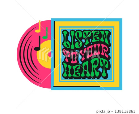 Listen to your heart Y2K groovy sticker or label. Live concert melody vector label, music festival sound Y2K sticker. Radio audio record tag or patch with vinyl disk record and funky typography Listen to your heart Y2K groovy sticker or label. Live concert melody vector label, music festival sound Y2K sticker. Radio audio record tag or patch with vinyl disk record and funky typography 139118863
