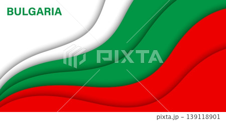 Paper cut national flag of Bulgaria, vector papercut banner for 3 March Liberation Day. Bulgarian holiday and patriotic flag of Bulgaria Republic in paper cut waves with white, green and red colors Paper cut national flag of Bulgaria, vector papercut banner for 3 March Liberation Day. Bulgarian holiday and patriotic flag of Bulgaria Republic in paper cut waves with white, green and red colors 139118901