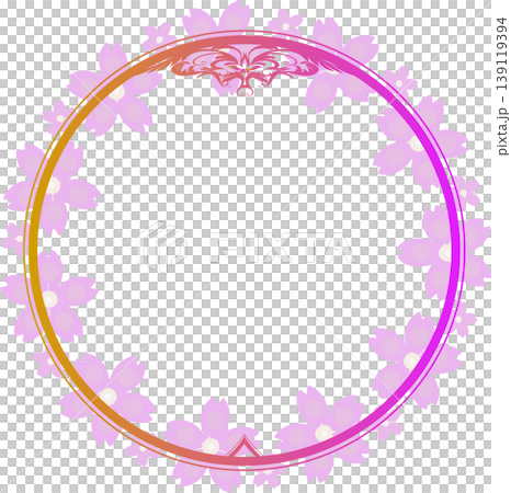 Cute cherry blossom circular floral frame decorative illustration material/frame Cute cherry blossom circular floral frame decorative illustration material/frame 139119394