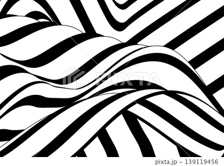 Modern geometric pattern with dynamic wavy parallel lines creating a three-dimensional volume effect on a flat surface. Eps 10 139119456
