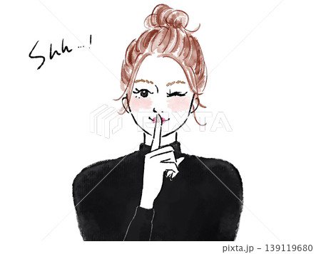 シーっと静かに秘密のポーズをする女性 シーっと静かに秘密のポーズをする女性 139119680