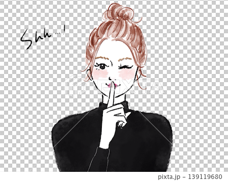 シーっと静かに秘密のポーズをする女性 シーっと静かに秘密のポーズをする女性 139119680
