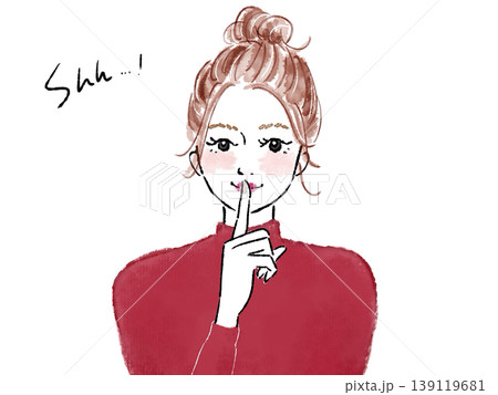唇に指を当てる女性 唇に指を当てる女性 139119681