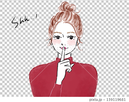 A woman putting her finger on her lip 139119681