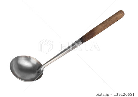 Soup ladle isolated on white background wood Soup ladle isolated on white background wood 139120651