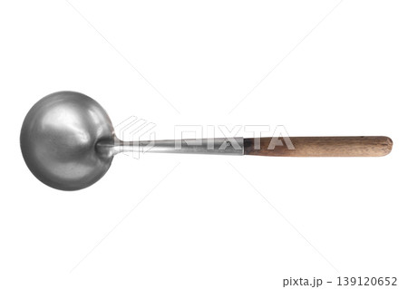 Soup ladle isolated on white background wood 139120652