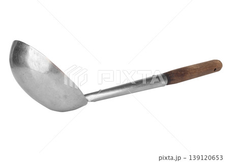 Soup ladle isolated on white background wood 139120653