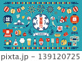 夏祭りの和風イラストセット　夏　祭り　花火大会　提灯　風鈴　風物詩　金魚　縁日 139120725