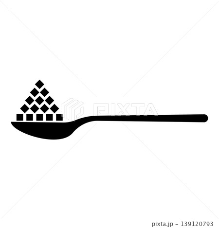 Spoon with sugar salt cubes icon black color vector illustration image flat style 139120793