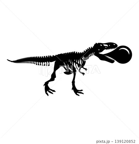 Bubble gum blowing t-rex skeleton dinosaur icon black color vector illustration image flat style Bubble gum blowing t-rex skeleton dinosaur icon black color vector illustration image flat style 139120852
