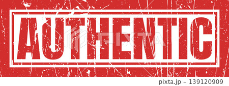 Authentic stamp on a scratched red background. Authentic stamp on a scratched red background. 139120909