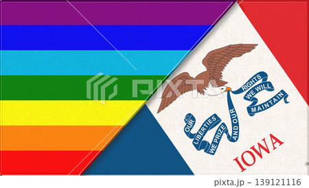 Flags of LGBT and Iowa. LGBT and Iowa flags. Symbol of sexual minorities Flags of LGBT and Iowa. LGBT and Iowa flags. Symbol of sexual minorities 139121116