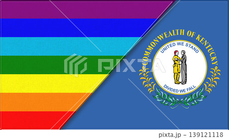 Flags of LGBT and Kentucky. LGBT and Kentucky flags. Symbol of sexual minorities 139121118