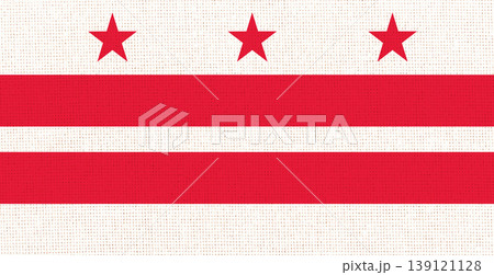 Flag of Columbia district on fabric surface. Colored Columbia district flag 139121128