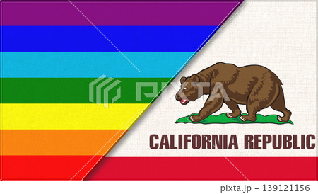 Flags of LGBT and California. LGBT and Arizona. Symbol of sexual minorities 139121156