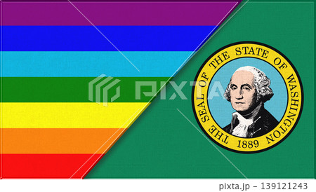Flags of LGBT and Washington. LGBT and Washington official flags 139121243