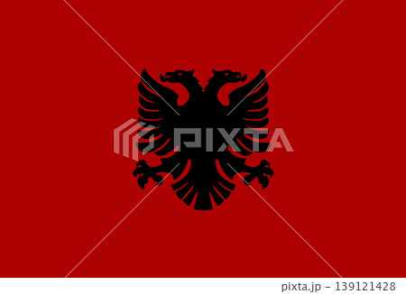 Vintage illustration of Albanian royal flag 1928 1934 featuring the black eagle 139121428