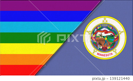 Double flag illustration combining Minnesota state design with LGBT colors Double flag illustration combining Minnesota state design with LGBT colors 139121440