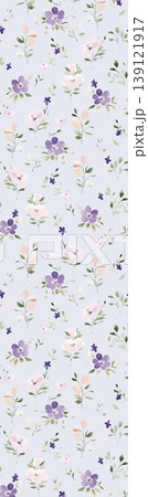 Collection of soft focus watercolor floral and botanical seamless patterns in pastel tones 139121917