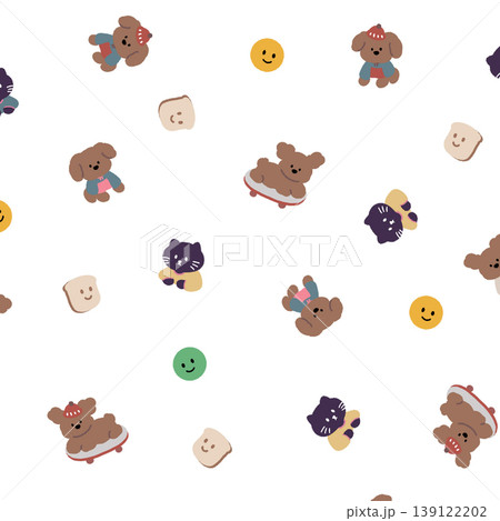 Collection of elegant soft focus floral and celestial nursery seamless patterns 139122202