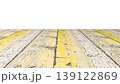 Perspective view of a flat wooden surface with a pronounced texture and annual rings. 139122869