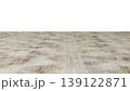 Perspective view of a flat wooden surface with a pronounced texture and annual rings. 139122871