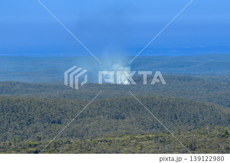 A fire burning in a remote area of the Blue Mountains A fire burning in a remote area of the Blue Mountains 139122980