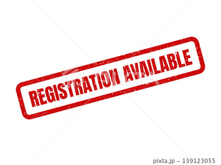 Textured rectangular stamp vector with bold REGISTRATION AVAILABLE lettering, signifying open enrollment or signups Textured rectangular stamp vector with bold REGISTRATION AVAILABLE lettering, signifying open enrollment or signups 139123055