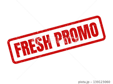 Textured rectangular stamp with Fresh Promo text, perfect for announcing sales or special offers in retail promotions 139123060