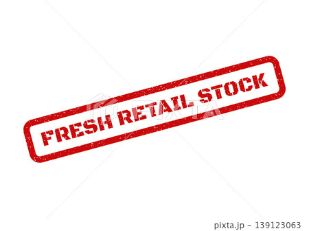 Textured rectangular stamp with Fresh Retail Stock text, used to signify new inventory in shops or warehouses Textured rectangular stamp with Fresh Retail Stock text, used to signify new inventory in shops or warehouses 139123063