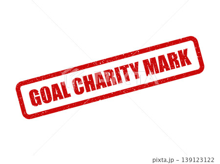 Textured red rectangular goal charity mark stamp, perfect for indicating philanthropic achievements or donations on documents Textured red rectangular goal charity mark stamp, perfect for indicating philanthropic achievements or donations on documents 139123122