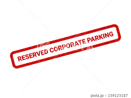 Textured red rubber stamp designating a specific corporate parking spot for authorized company personnel only Textured red rubber stamp designating a specific corporate parking spot for authorized company personnel only 139123187