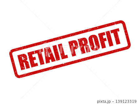 Textured red rubber stamp impression clearly stating RETAIL PROFIT, symbolizing financial success in commerce Textured red rubber stamp impression clearly stating RETAIL PROFIT, symbolizing financial success in commerce 139123319