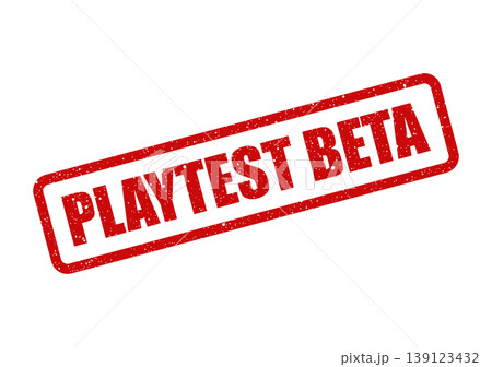 Textured rubber stamp illustration indicating a playtest beta phase for software or game development project 139123432