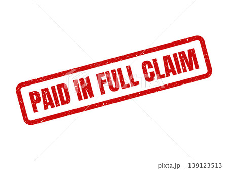 This image features a grunge texture paid in full claim red rectangular rubber stamp illustration 139123513