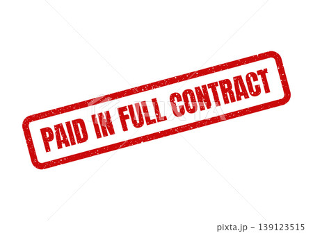 This image presents a grunge texture paid in full contract red rectangular rubber stamp illustration This image presents a grunge texture paid in full contract red rectangular rubber stamp illustration 139123515