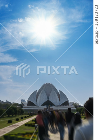 Travelling to wonders of the world place Lotus Temple an bahai house of worship and UNESCO world heritage site at Delhi, India on 6th March 2024.. Travelling to wonders of the world place Lotus Temple an bahai house of worship and UNESCO world heritage site at Delhi, India on 6th March 2024.. 139123723