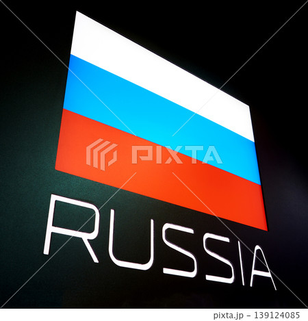 Russia flag on black isolated Russia flag on black isolated 139124085