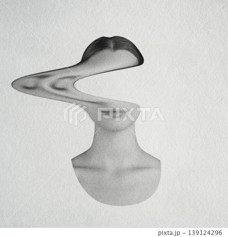 Woman's face stretching and melting, identity concept 139124296