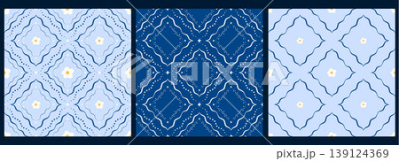 Flower spring and cute pattern with seamless kawaii floral frame. Heart motif for patchwork background pink print and ornament. Plaid and tiny details suitable for holiday. 139124369