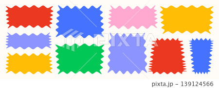 Wavy organic rectangle set with wavy square and rectangular shapes and irregular doodle lines. Designed for modern text boxes, quotes, and playful graphic templates Wavy organic rectangle set with wavy square and rectangular shapes and irregular doodle lines. Designed for modern text boxes, quotes, and playful graphic templates 139124566