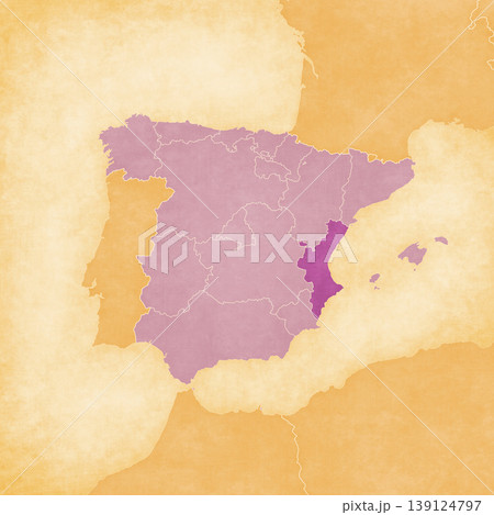 Ocher map of Spain - Valencia Ocher map of Spain - Valencia 139124797