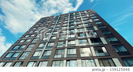 Architecture and real estate, modern residential apartment building with large panoramic windows 139125048