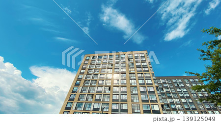 Architecture and real estate, modern residential apartment building with large panoramic windows Architecture and real estate, modern residential apartment building with large panoramic windows 139125049