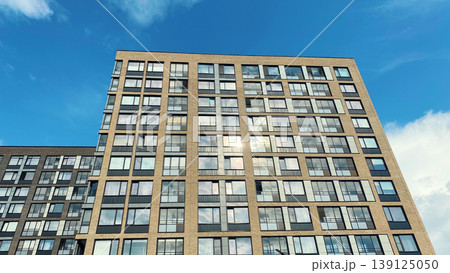 Architecture and real estate, modern residential apartment building with large panoramic windows Architecture and real estate, modern residential apartment building with large panoramic windows 139125050