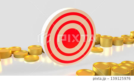 Financial Target Achievement Concept With Bullseye And Gold Coins Investment 3d render. Financial Target Achievement Concept With Bullseye And Gold Coins Investment 3d render. 139125976