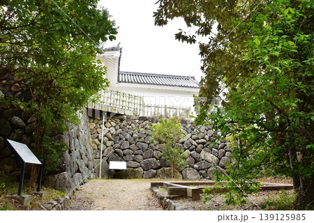 三重県　亀山城跡の与助井戸と多聞櫓石垣と新緑 139125985